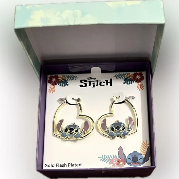 Disney Stitch Heart Earrings NIB - Picture 4 of 4
